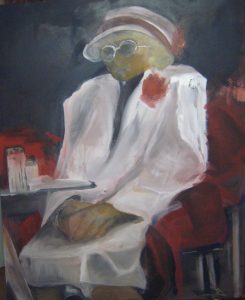 Im Cafe   Acryl/LW  100x80cm  2009  FRAUEN